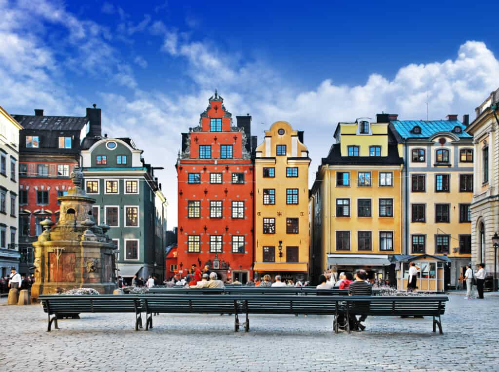 Colorful houses in old town of Stockholm